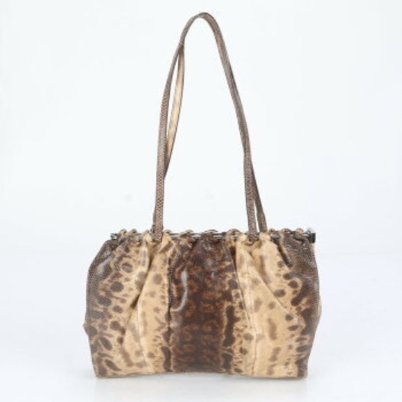 Gucci Lizard Leather Shoulder Bag Tote Beige - Picture 6 of 11